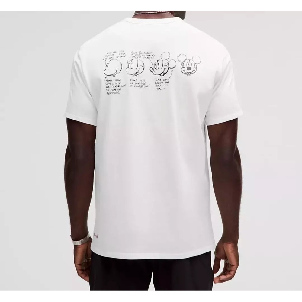NWOT Lululemon X Disney Limited Edition Cotton White Tee with Mickey Sketch